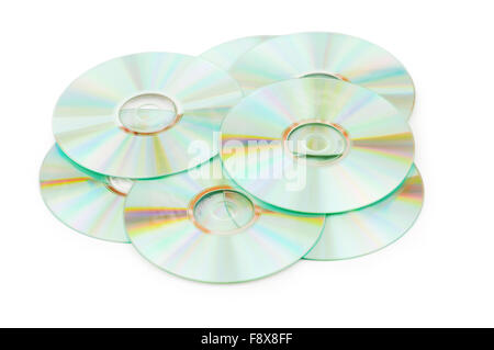 Many CDs isolated on the white background Stock Photo