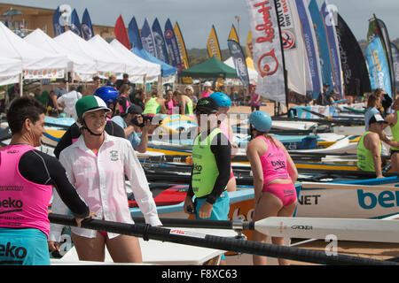 Sydney, Australia. 12th December, 2015. Ocean Thunder Professional surfboat racing carnival from Dee Why Beach involves 24 elite mens teams and 12 elite womens teams from around Credit:  model10/Alamy Live News Stock Photo