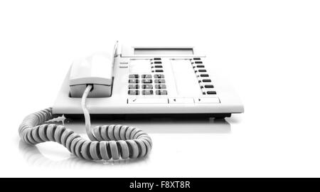 Modern White Office Phone on white background Stock Photo