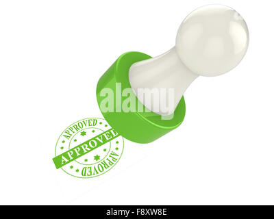 Green stamp approved illustration on white Stock Photo