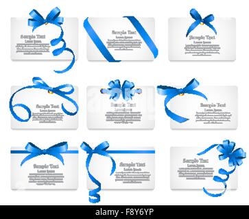 Gift Card with Ribbon and Bow Set. Vector illustration Stock Vector ...