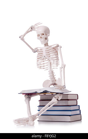 Skeleton reading books on white Stock Photo: 91576357 - Alamy