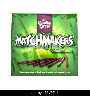 Matchmakers cool mint chocolates on a white background, Matchmakers are made by Nestle. Stock Photo