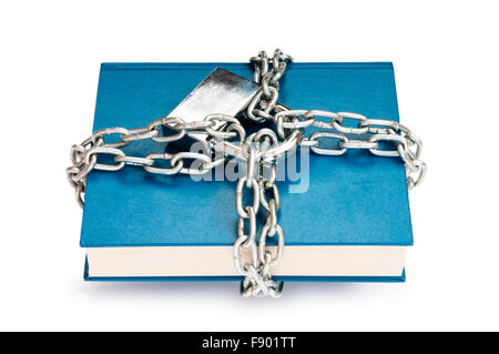 Censorship concept with books and chains on white Stock Photo