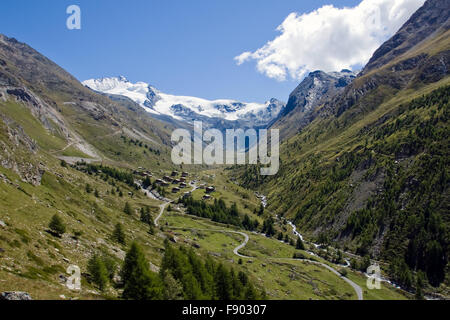 The beautiful Taesch valley in the swiss alps near Zermatt Stock Photo