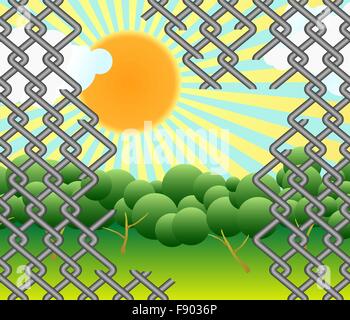 World behind the fence Stock Vector