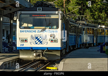 Bayerische Zugspitzbahn railway, Eibsee station, Grainau, Werdenfelser ...