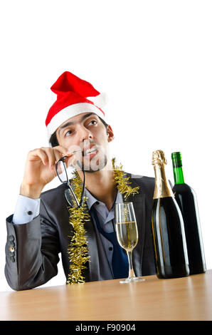 Drunk office worker after christmas party Stock Photo - Alamy