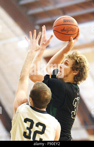 Angwin, CA, USA. 11th Dec, 2015. Pacific Union College's Andrew Rice puts up a shot during the Pioneers game against Johnson & Wales University at Pacific Union College in Angwin on Friday. © Napa Valley Register/ZUMA Wire/Alamy Live News Stock Photo