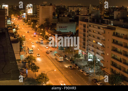 Night urban aerial view of Montevideo city, the capital of Uruguay in South America Stock Photo