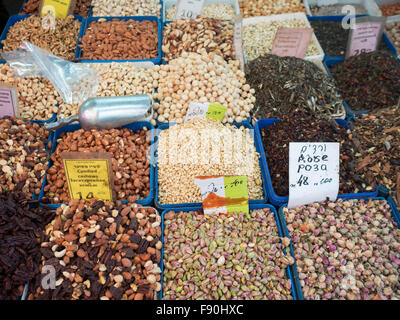 Dry fruits for sale in Tel Aviv market Stock Photo