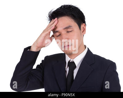 business man having stress or a headache isolated on white background Stock Photo
