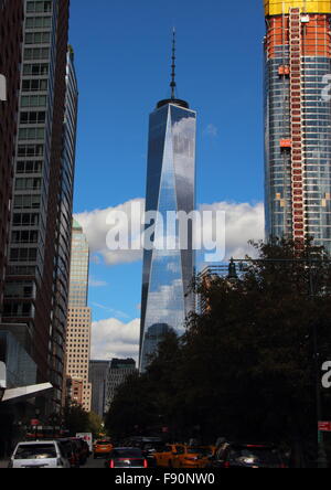 Freedom Tower One World Trade Center New York Vertical Street View Stock Photo