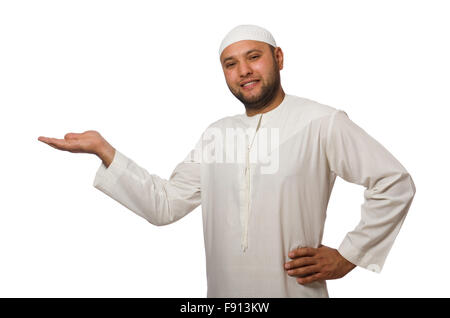 Concept with arab man isolated on white Stock Photo