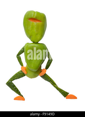 Funny green ninja made of fresh vegetables on isolated background Stock Photo