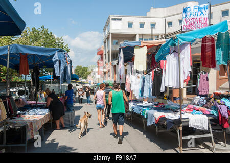 Street market, Tordera, Maresme County, Province of Barcelona, Catalonia, Spain Stock Photo