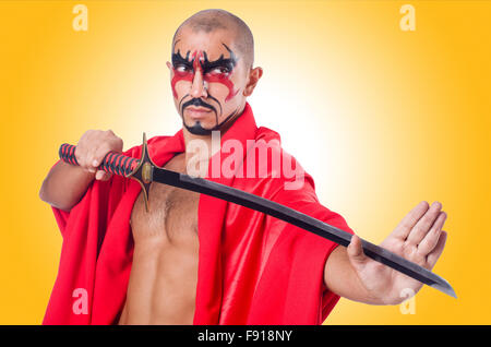 Man with sword isolated on white Stock Photo