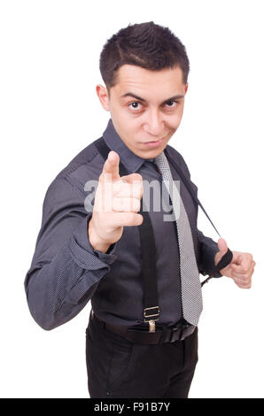 A young man wearing suit isolated on white Stock Photo