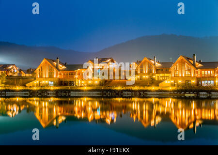 Nice modern house near lake Stock Photo