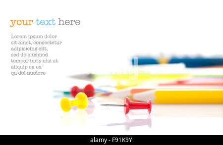 School supplies on white background Stock Photo