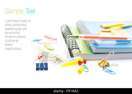 School supplies on white background Stock Photo