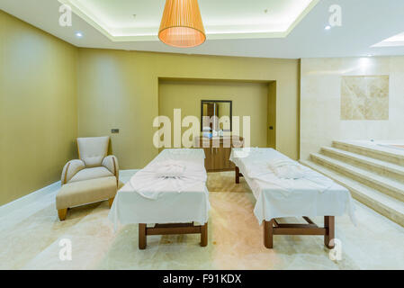 Spa room with many beds Stock Photo