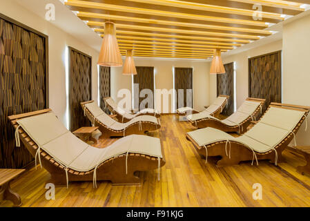 Spa room with many beds Stock Photo