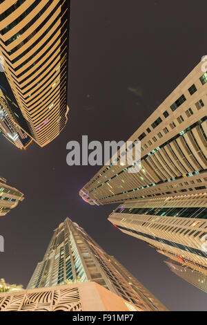 Skyscrapers of dubai during night hours Stock Photo