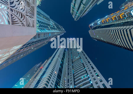 Skyscrapers of dubai during night hours Stock Photo