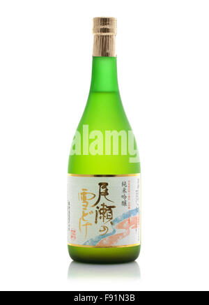 Bottle Of Japanese Sake On A White Background Stock Photo