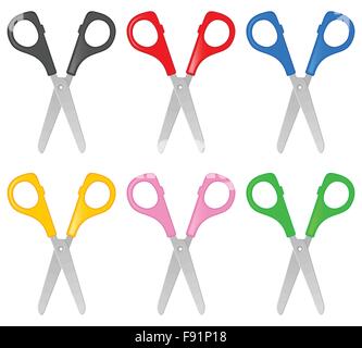 Scissors set on white background. Vector illustration. Stock Vector