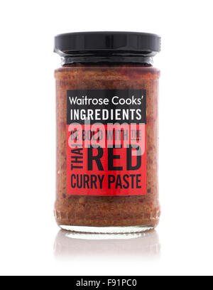 Jar of Waitrose Cooks Ingredients Thai Red Curry Paste on a White Background Stock Photo