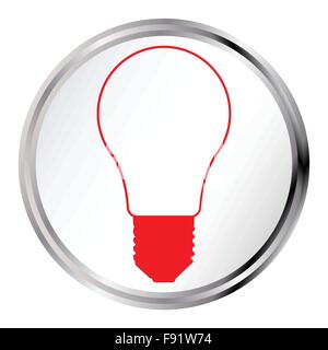 Red light bulb button over a white background Stock Vector