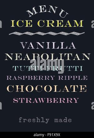 Hand Drawn Chalkboard Ice Cream Menu Stock Photo