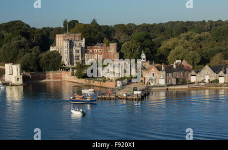 The village and port on Brownsea Island, Poole Harbour, Dorset. Stock Photo