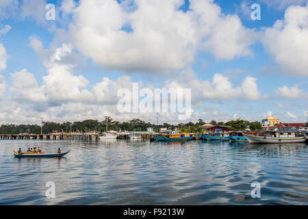 Fishermen returning to Kudat fishing port in Sabah East Malaysia, Island of Borneo Stock Photo