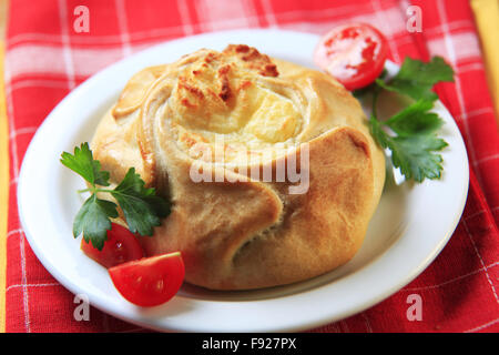 Vegetarian pasty with savory filling - closeup Stock Photo