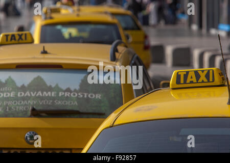 Taxi cab, Airport Prague, Czech Republic Stock Photo