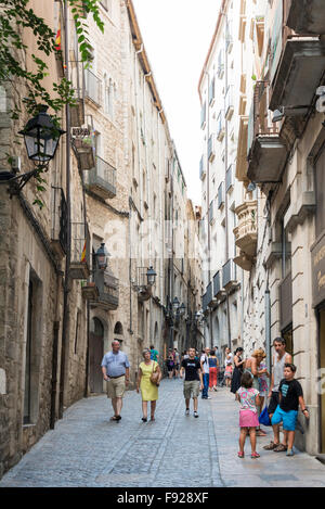Carrer de la Forca, Old Town, Girona (Gerona), Province of Girona, Catalonia, Spain Stock Photo