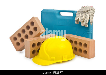 Clay bricks isolated on the white Stock Photo