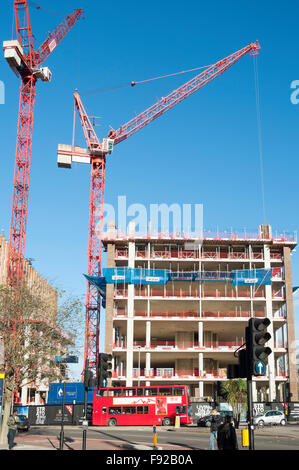 Large cranes on construction site, High Street, Stratford, Newham Borough, Greater London, England, United Kingdom Stock Photo