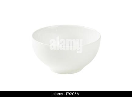 Deep round white bowl isolated on white Stock Photo