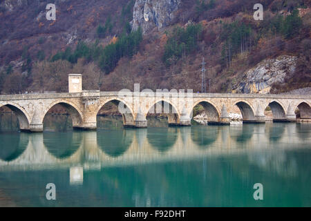 Old bridge on the Drina in Visegrad Stock Photo