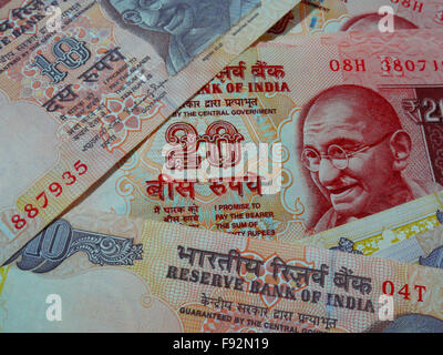 Macro Shot of Indian Rupee Bank Notes Stock Photo