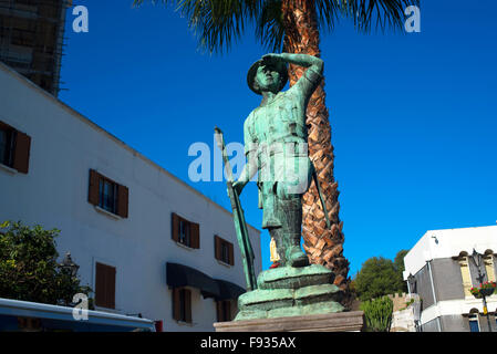 Memorial Statue on the Rock of Gibraltar at the entrance to the Mediterranean Sea Stock Photo