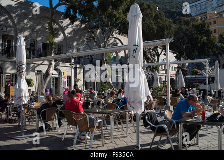 Casemates Square on the Rock of Gibraltar at the entrance to the Mediterranean Sea Stock Photo