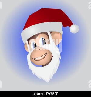 Christmas monkey in hat Stock Vector