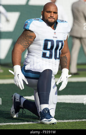 Tennessee Titans defensive end DaQuan Jones (90) sits on the bench