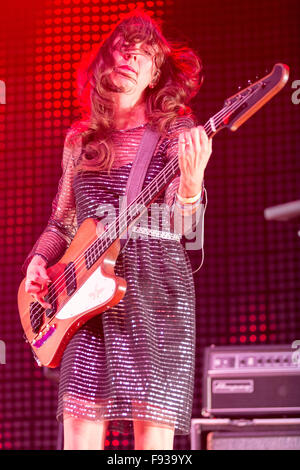 Dec. 12, 2015 - Los Angeles, California, U.S - Bassist NIKKI MONNINGER of Silversun Pickups performs live during the 26th annual KROQ Almost Acoustic Christmas at The Forum in Los Angeles, California (Credit Image: © Daniel DeSlover via ZUMA Wire) Stock Photo