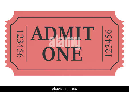 Ticket admit one isolated on white background Stock Photo